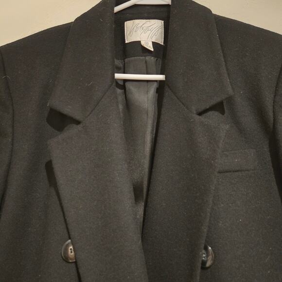 Vintage Y2K Lord & Taylor Wool Cashmere Double-Breasted Black Overcoat Size 10 - Picture 5 of 10